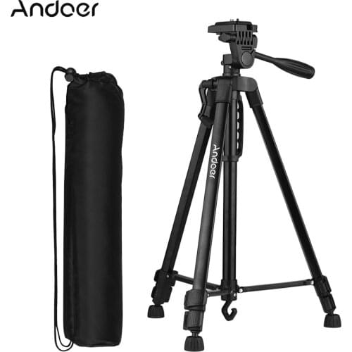 Andoer Aluminum Alloy Tripod for Phone Photography Lightweight Tripod for Canon Sony DSLR Camera for iPhone Huawei Smartphone