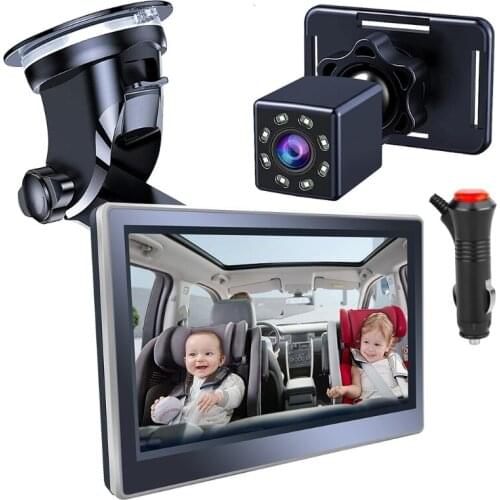 5inch Folding Baby Child Car Seat Mirror 360°Adjustable Infants Safety Back Seat Monitor with High Definition Night Vision Came