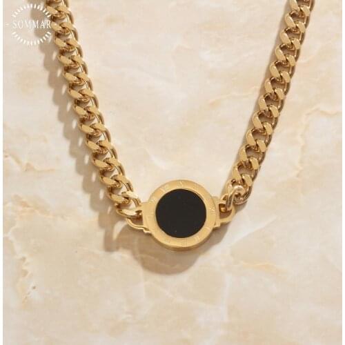 SOMMAR best friends Gold color female necklaces & pendants Black and white, two sides tattoo choker wedding decoration