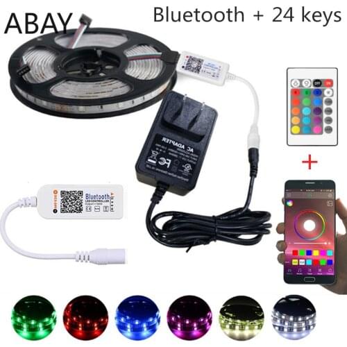 5m 10m 15m 20m WiFi LED Strip Light RGB Waterproof SMD 5050 luces DC 12V Lights Diode Flexible Ribbon 24 key Contoller 60LEDs/M