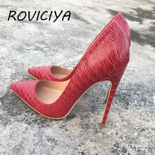 12cm high-heeled pumps solid color shallow lady slip-on dress womens shoes fashion women pumps YG016 ROVICIYA