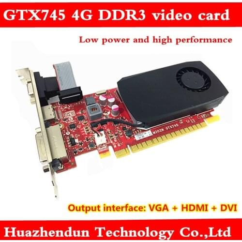 High quality game card gtx745 4G 128bit DDR3 VGA HD-MI DVI PCI-E 16x video card low power graphics card 1pcs free shipping