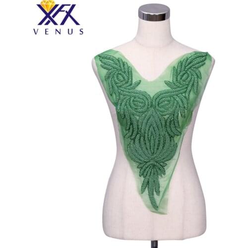 XFX VENUS 1 pc Handsewn pearls applique beads embroidery patches large size big trimming motif for women Clothes Decor garment