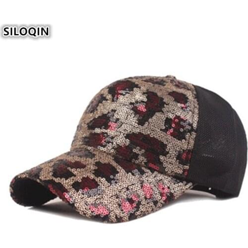 SILOQIN Adjustable Size Womens Leopard Baseball Cap Summer Mesh Hat Breathable Sports Caps Mens Jungle Camouflage Fishing Cap
