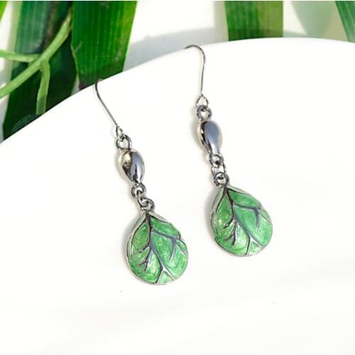 Green&White Vintage Water Drop Earrings For Women Elegant Leaves Black Color Earrings New Design Boucle D'oreille