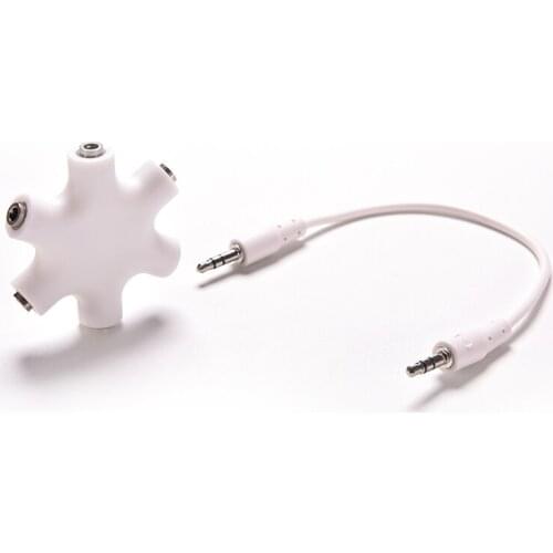 1Set 6 Way Ports Male to 2 3 4 5 Female Audio Earphone Jack Splitter Adapter HUB 8 inch Cord Cable 3.5mm 1PC