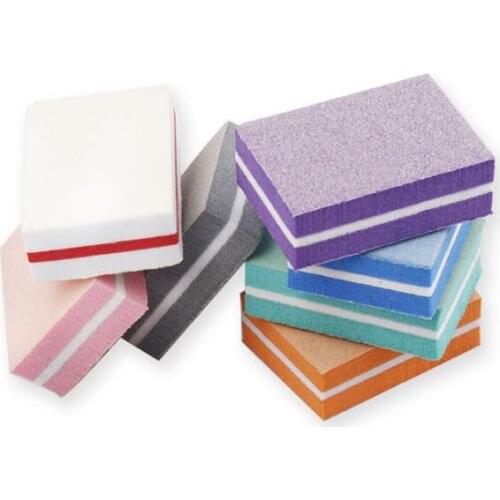 10pcs color nail block nail art file buffer UV gel polish pedicure callus remove stand sponge manicure tools