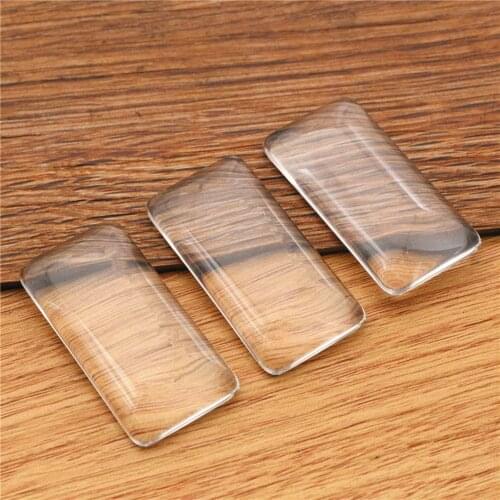 10pcs/lot 19x38mm Rectangle Flat Back Clear Glass Cabochon, High Quality, Lose Money Promotion!!! (Z4-07)