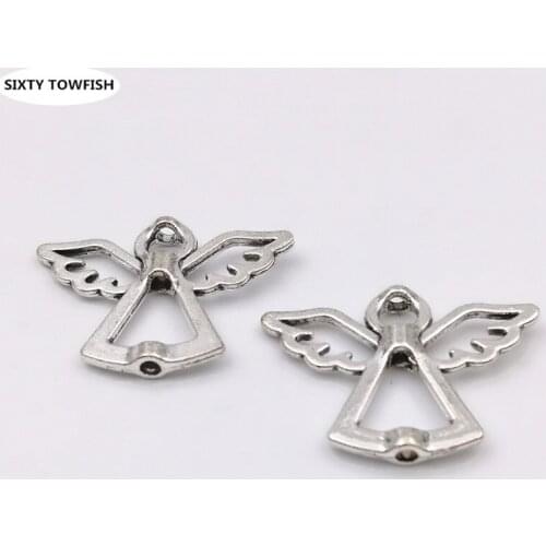 10pcs 21x28mm Metal Antique Silver Color Angel Charms Pendant DIY Jewelry Settings Connection Accessories Findings A0127
