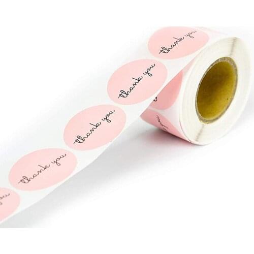 Free Shipping 500pc Pink Thank You Stickers Seal Label Baking DIY Packing Flower wrapping Seal-Sticker Scrapbooking Decor