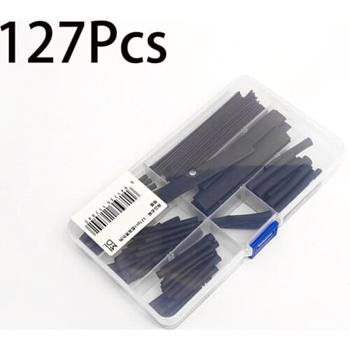127pcs/lot Heat Shrink Tubing 7.28m 2:1 Black Tube Car Cable Sleeving Assortment Wrap Wire Kit termoretractil Polyolefin Tubing