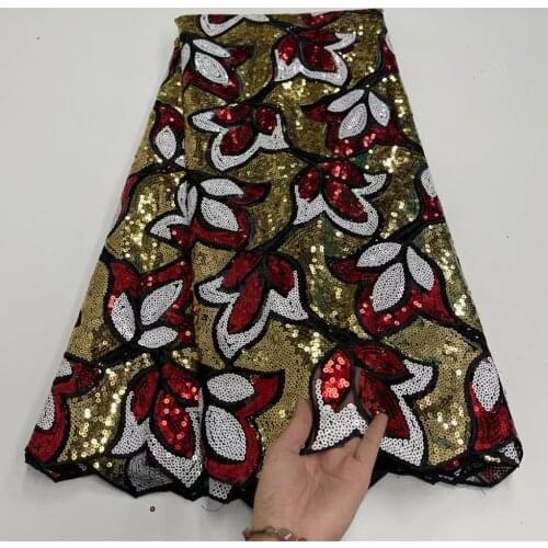 2021 High Quality Nigerian Lace Fabric Embroidered French African Sequins Lace Fabric Weaving Design Green Sequins Lace j68-48