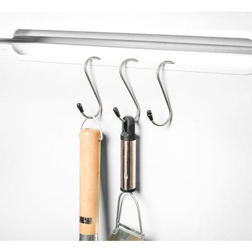 4pcs Stainless Steel S-Shape Hook Kitchen Bedroom Multi-function Railing S Hanger Hook Clasp Holder Hooks Hanging Storage Tools