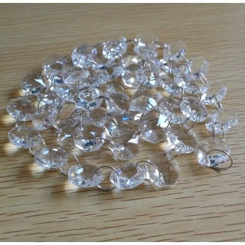 40Meters Octagon 14mm Bead Chain Glass Strand Coating Clear Crystal Bead Wedding Party Decor Curtain