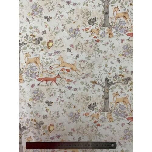 50*110cm Cotton Cartoon Deer Printing Fabric Sewing Material Quilting Patchwork Needlework DIY Handmade Cloth Dress Bedding