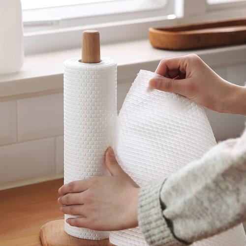 50PCS/Roll Kitchen Cleaning Cloth Non-woven Fabric Disposable Rags Wiping Scouring Pad Washing Cloth Bathroom Cleaning Tools