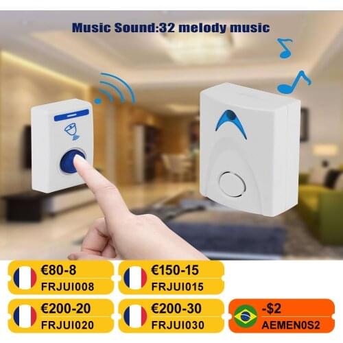 2021 New Smart Home LED Wireless Door Bell Wireless Chime Door Bell Doorbell Remote Control 32 Tune Songs Door Bell Cordless