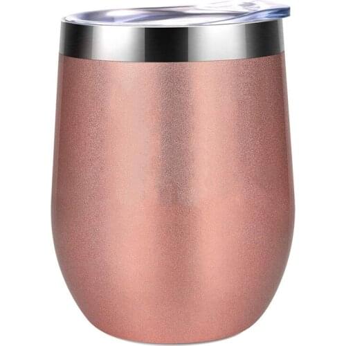 12Oz Stainless Steel Insulated Wine Glass Double Wall Coffee Mug Insulated Wine Tumbler With Lid For Champaign Cocktail Beer Off