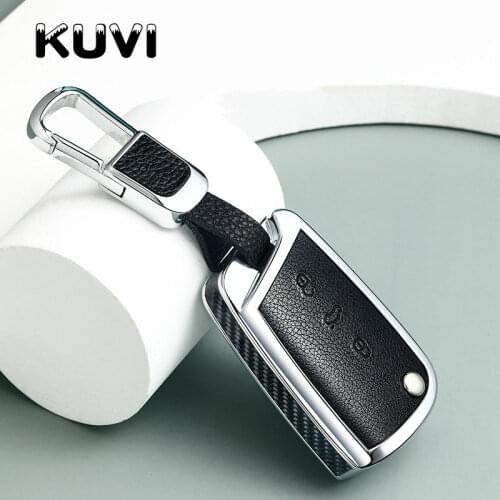 Alloy Car Key Case For VW Volkswagen MK7/GTI 7/Golf 7/Golf R Skoda Octavia A7 SEAT 3 Buttons Folding Remote Fob Cover Keychain