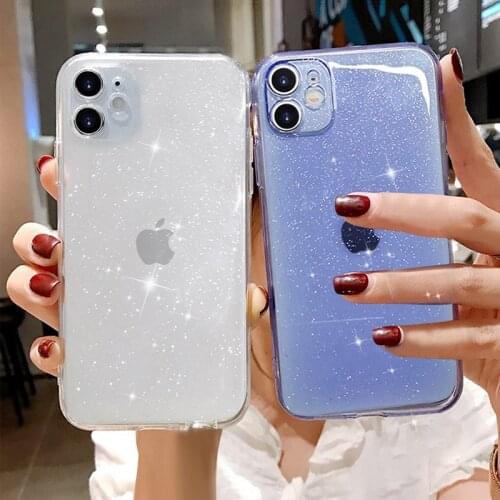 Candy Color Glitter Transparent Phone Case For iPhone 11 12 Pro 12 Mini X XR XS Max SE 2020 7 8 6S Plus Soft Silicone Back Cover