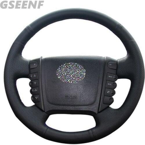 DIY Car Hand-stitched Black Genuine Leather Steering Wheel Cover For Ssangyong KYRON ACTYON Rexton W Rodius