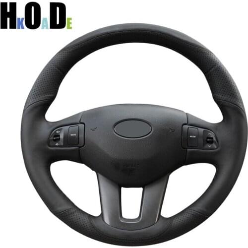 For Kia Sportage 3 SL 2011-2014 Kia Ceed 2010 DIY Genuine Leather Hand-stitched Car Steering Wheel Cover