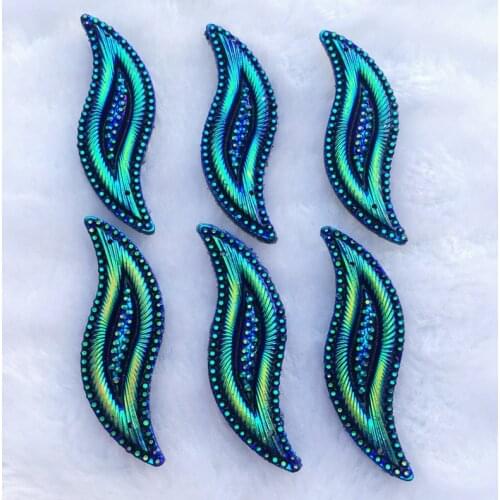 DIY 15*47mm Crystal AB Resin Rhinestones Flat Back Beads S Shape Sew On 2 Hole For Clothes Dress Crafts -E087