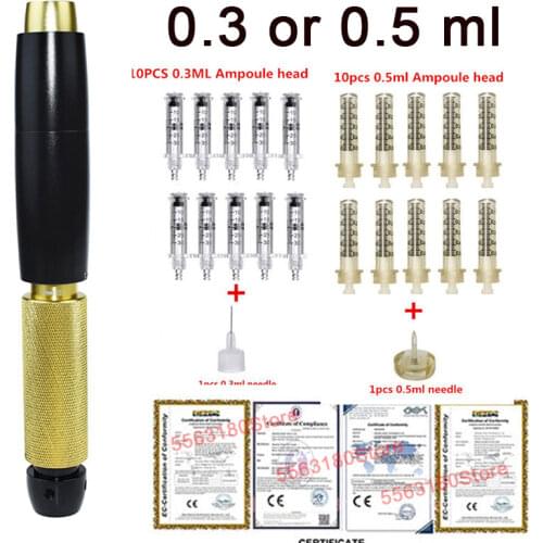 3in 1 Hyaluron Pen Syringe 0.3/0.5ml Atomizer Massager Hyaluronic Acid Pen Anti Wrinkle lip Lifting Therapy Lip Filler Injection