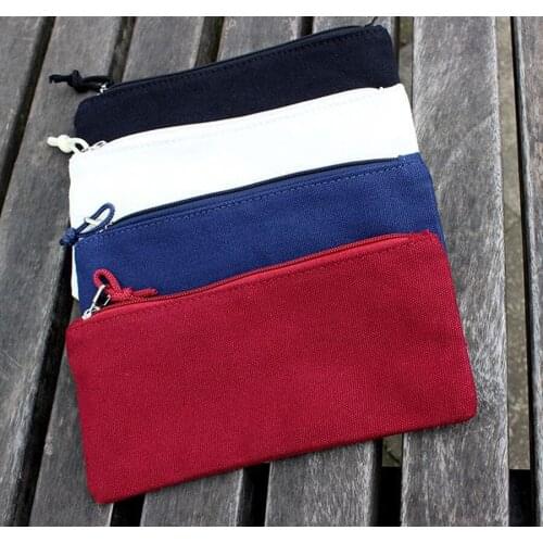 10pcs High Quanlity Canvas Cosmetic Bag 4colors l Pencil Pen Case Cosmetic Makeup Tool Bag Storage Pouch Purse 21*11cm