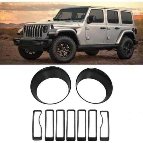 Chromium Styling Headlight Cover Front Grille Inserts Trim Fit for Jeep Wrangler JL -2019 car accessories
