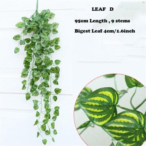 10PCS Green Artificial Fake Hanging Vine Plant Leaves Foliage Flower Garland Home Garden Wall Hanging Decoration IVY Vine Suppli