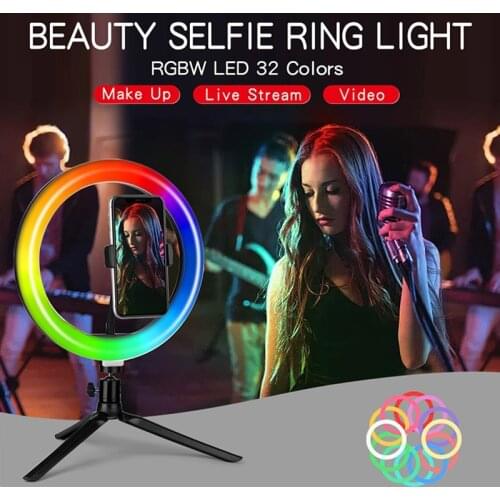 10 inch RGB Ring Light 26cm Led Lights Dimmable 3000-6000K Warm Cold Ring Lamp With Stand Gimbal For Live Video Selfie Light