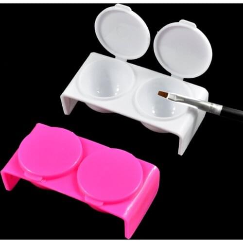 Manicure Cup Tool Nail Art Dual Pigment for Nail Brush Powder Rhinestones Liquid Container Nail Pen Wash Box With Cover
