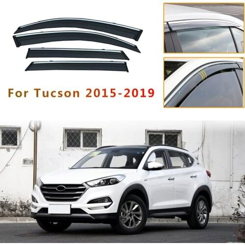 Window Visor For Hyundai Tucson 2015 2016 2017 Car Door Window visor Awnings Sunny Rain Protector Visor Guard 4PC Auto parts