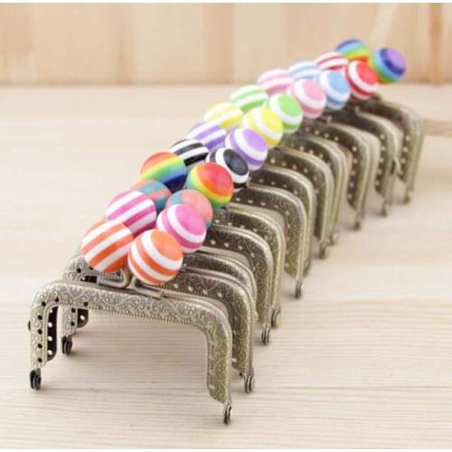 C11 stripe lollipop candy bead antique brass purse frame 7.5CM embossing DIY Kiss lock bag coin purse accessories 5pcs/lot