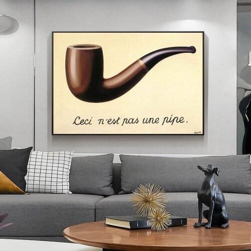 Magritte Most Famous Painting This Is Not A Pipe Canvas Painting Wall Art for Living Room Home Decor (No Frame)