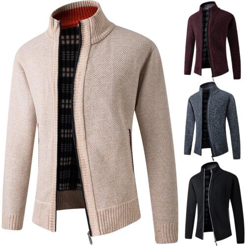 Men Sweater Cardigan Zipper 2020 New Arrival Winter Thick Male Knitted Coat Teenage Boy Hot Sale Brown Black Blue Gray Red M09