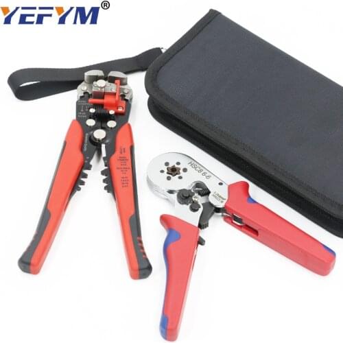 HSC8 6-6/6-4 pliers Crimp tools set for tube terminal and multifunctional stripping cutting wire pliers mini black tool bag