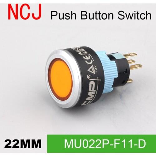 NCJ 22mm PC Push Button Switch IP67 Maintained Alternate & Momentary push button switch with LED lamp 5A