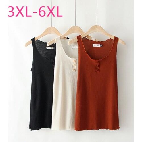New 2021 ladies summer plus size tank tops for women large sleeveless slim casual elastic black white knit vest 3XL 4XL 5XL 6XL