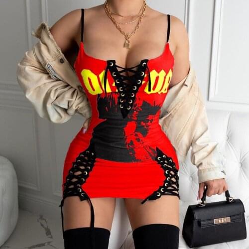2021 New Womens Sexy Bandage Bodycon Rock Dj Mini Dress Clubwear
