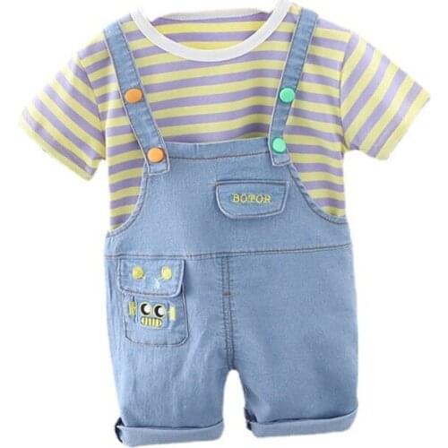 New Summer Baby Boys Girls Clothes Children Cotton T-Shirt Strap Shorts 2Pcs/Set Toddler Casual Costume Outfits Kids Tracksuits