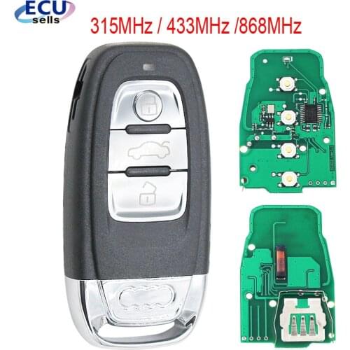 New 3 Button Smart Remote Key 315MHZ/433MHZ/868MHZ 8T0 959 754C For Audi Q5 A4L A5 A6 A7 A8 RS4 RS5 S4 S5