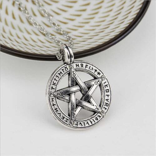 My Shape Pentacle Hebrew Charm Pentagram Pendant Statement Necklace Men Star Amulet Chain Talisman Cord Supernatural Necklaces