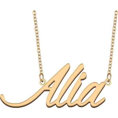 Alia Name Necklace for Women Stainless Steel Jewelry 18k Gold Plated Alphabet Nameplate Pendant Femme Mother Girlfriend Gift