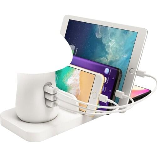 Mushroom Light And USB Charger Station with Clock for iphone android Mobile Phone Tablet 40W Quick Charge Display 3 USB Ports