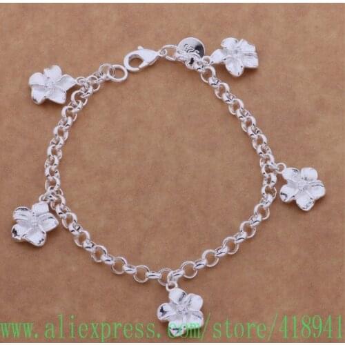 Silver Plated bracelet, Silver Plated fashion jewelry Five flower /dyyamqfa baaajrha AH075