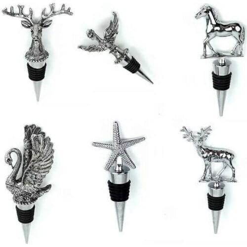 1PCs Deer Head Wine Stopper Crystal Wine Champagne Bottle Stopper Zinc Alloy Vacuum Sealed Wedding Gift Wine Pourer Bar Tools