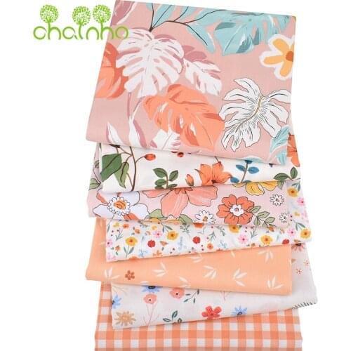 Printed Twill Cotton Fabric,Orange Color Series,Patchwork Clothes For DIY Sewing Quilting Baby & Childrens Bedclothes Material