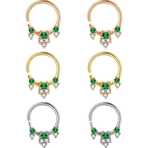 1PC Cz Nose Hoop Nostril Ring Flower Helix Cartilage Tragus Earring Cz Cartilage Huggie Earring Piercing Body Jewelry